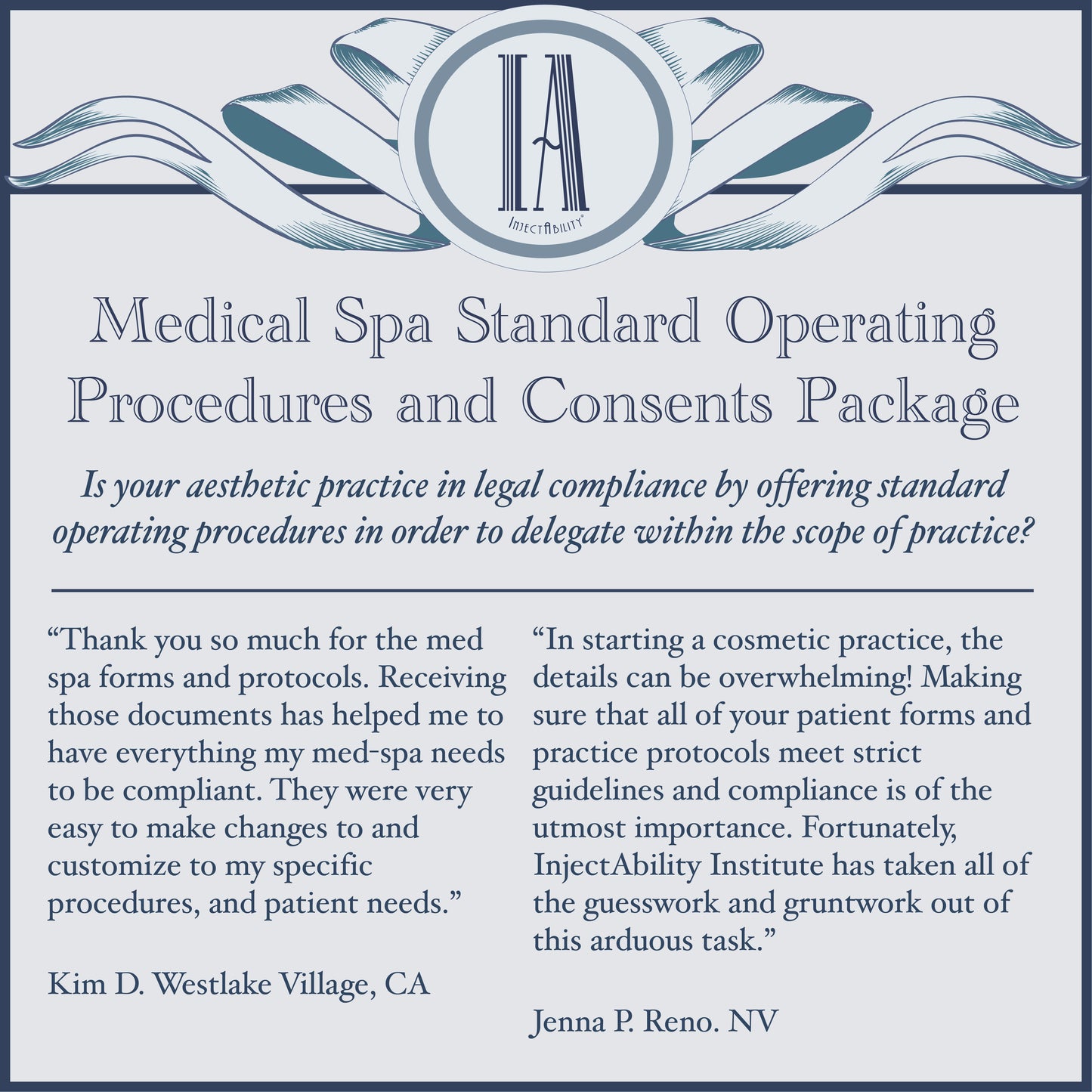 Medical Spa Standard Operating Procedures Protocols and Consents Package